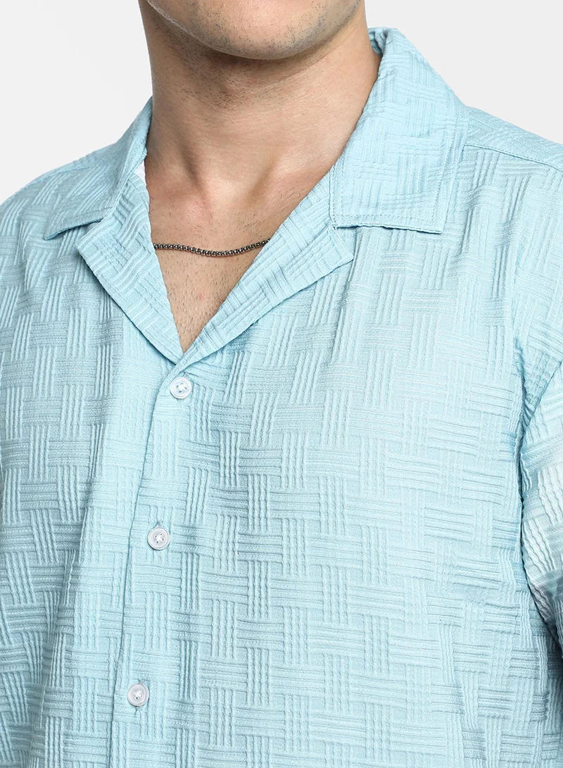 كامبوس سوترا Men's Sky Blue & Space Blue Lakeside Ombre Shirt