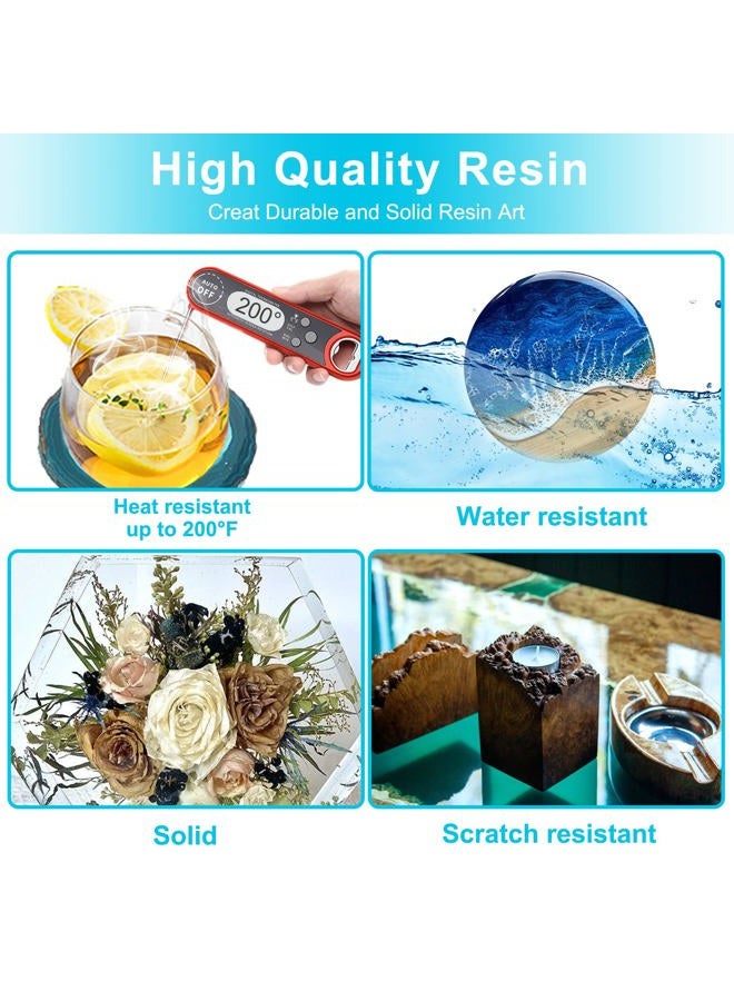Teexpert Epoxy Resin Crystal Clear: 64oz Kit Fast Curing Heat Resistant for Casting Coating Art DIY Craft Jewelry Wood Table Top Flower Preservation - 2 Part (32oz Resin and 32oz Hardener) - Image 4