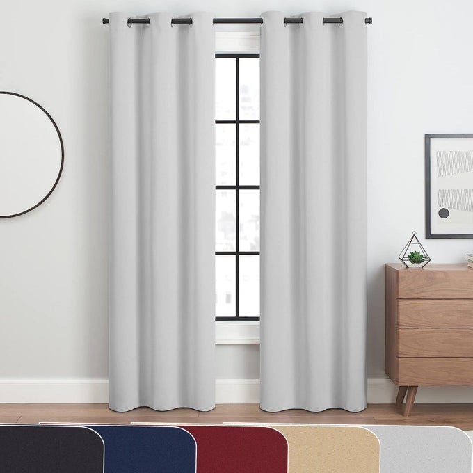 ANDOVER SOLID TRIPLEWEAVE THERMAL BLACKOUT GROMMET CURTAINS FOR BEDROOM 2 PANELS 42 X 84 IN SILVER WHITE