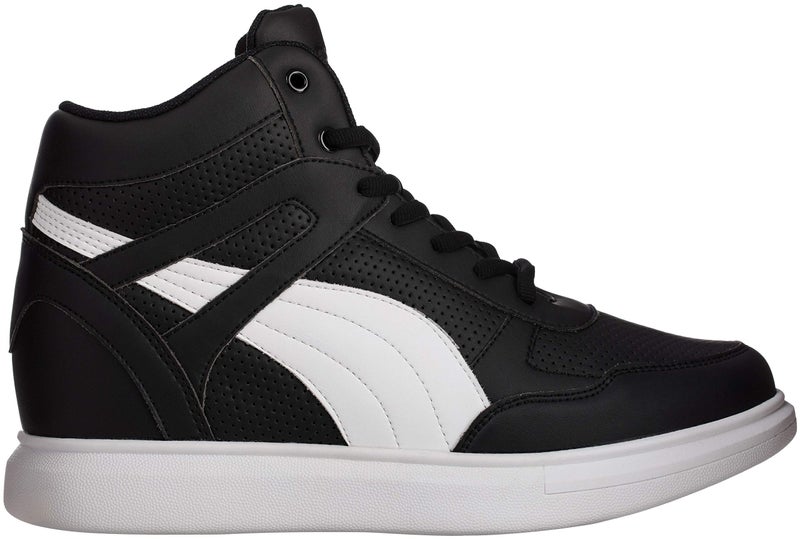 CALTO Men's Invisible Height Increasing Elevator Shoes - Black Leather Lace-up High-top Fashion Sneakers - 3.8 Inches Taller - H71901 - Size 9 D(M) US - Image 3