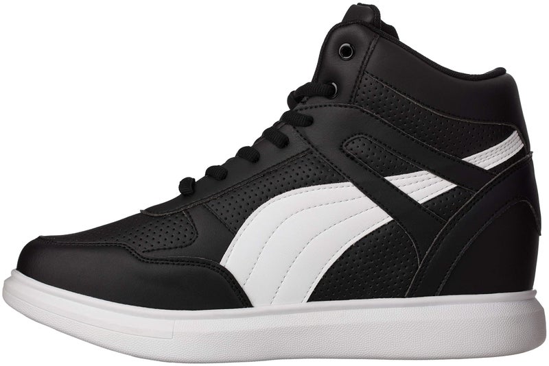 CALTO Men's Invisible Height Increasing Elevator Shoes - Black Leather Lace-up High-top Fashion Sneakers - 3.8 Inches Taller - H71901 - Size 9 D(M) US - Image 4