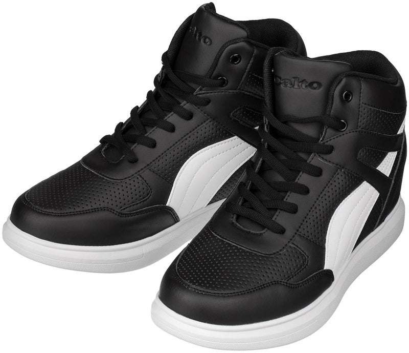 CALTO Men's Invisible Height Increasing Elevator Shoes - Black Leather Lace-up High-top Fashion Sneakers - 3.8 Inches Taller - H71901 - Size 9 D(M) US - Image 5