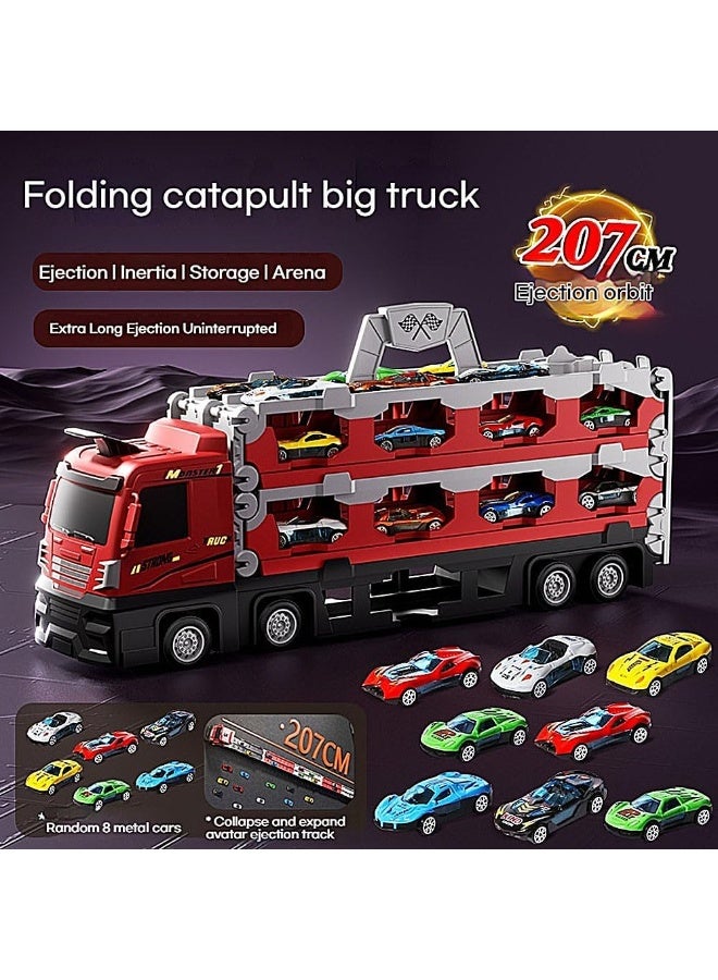 Transport Truck Toys Car for Boys Ages 3+, Portable Truck Toy with 8 Race Car, Best Gift Carrier Vehicles Toys Set for Kids Boys Girls Gift - Image 2