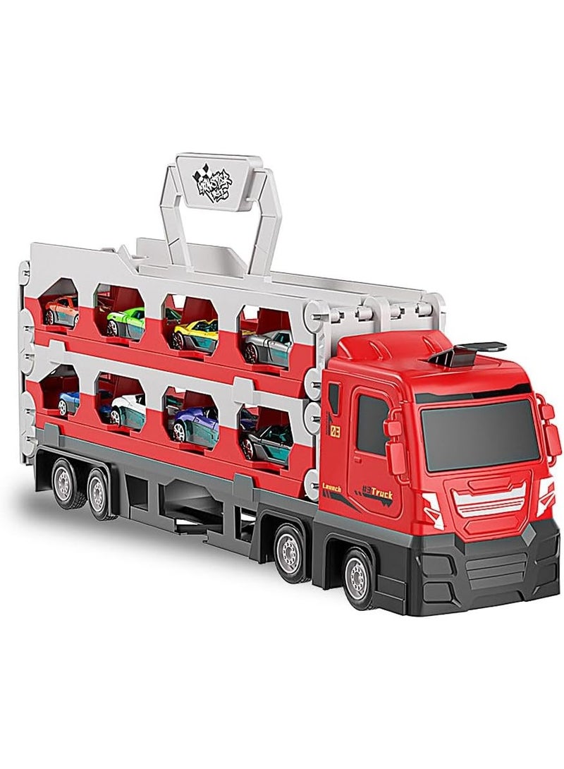 Transport Truck Toys Car for Boys Ages 3+, Portable Truck Toy with 8 Race Car, Best Gift Carrier Vehicles Toys Set for Kids Boys Girls Gift - Image 1