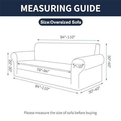 Cupuamon 2025 New Stretch Oversized Sofa Slipcovers Couch Sofa Cover for 4 Seater Furniture Protector Covers with Elastic Bottom Jacquard Fabric Small Checks for Pets, Kids - Black - Image 2