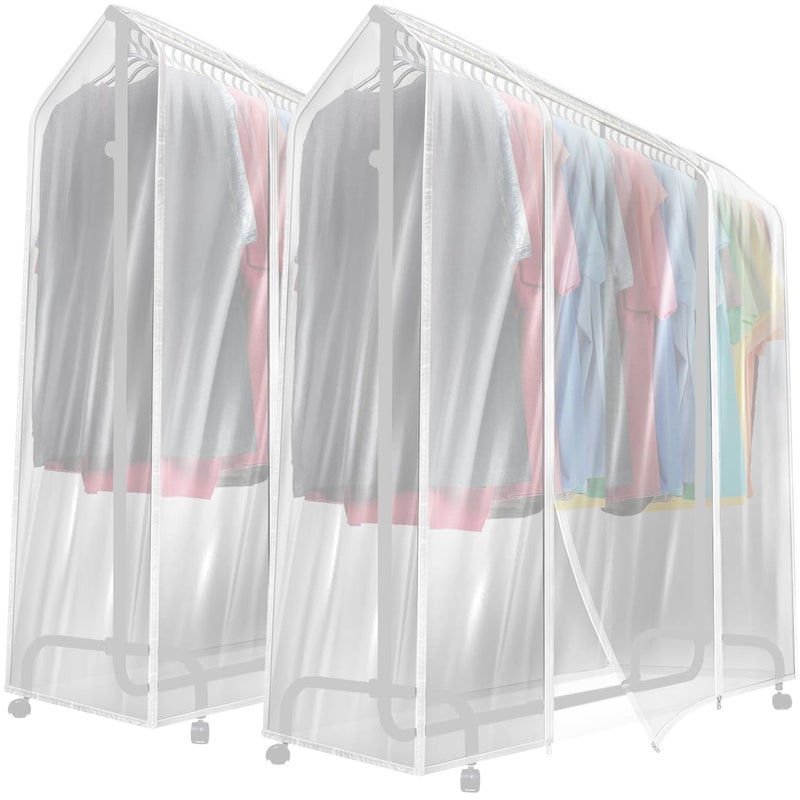 Sorbus Cover for Garment Rack 2 Pack- 6 Ft Transparent Clothes Rack Cover  Garment Coat Hanger Protector Dustproof Waterproof Clothing Storage Cover for Dresses  Suits  Coats (Rack Not Included) - Image 1