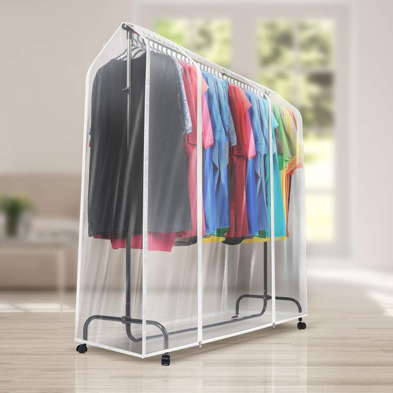 Sorbus Cover for Garment Rack 2 Pack- 6 Ft Transparent Clothes Rack Cover  Garment Coat Hanger Protector Dustproof Waterproof Clothing Storage Cover for Dresses  Suits  Coats (Rack Not Included) - Image 3