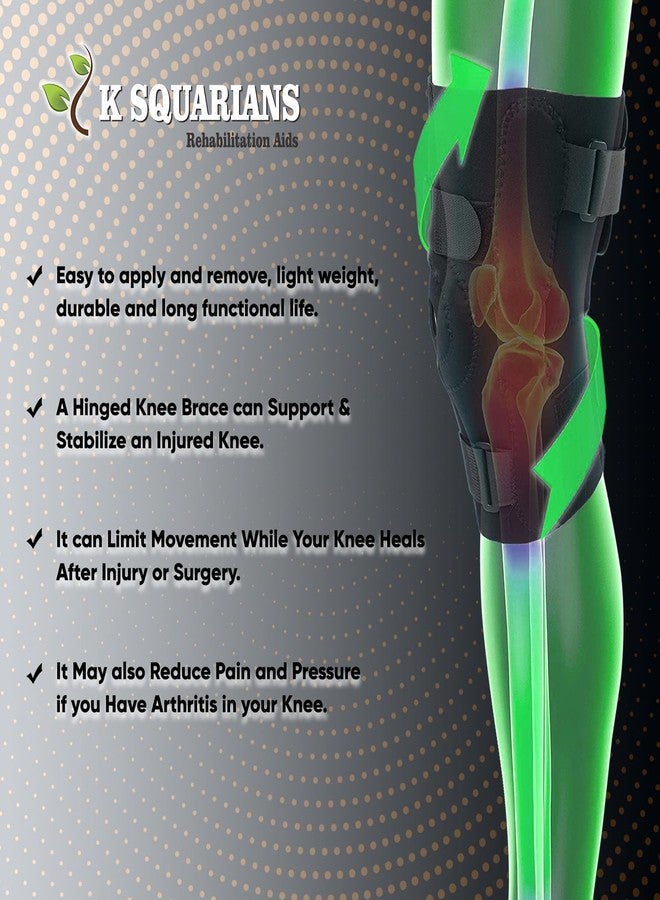 K SQUARIANS Knee Support Hinged Neoprene Open Patella Knee Brace with Adjustable Bi-Directional Straps | Knee Guard for Pain Gym Workout Running Arthritis | Knee Cap for Men & Women | Medium Size Fits 17.2 To 19.6 Inches - Image 5