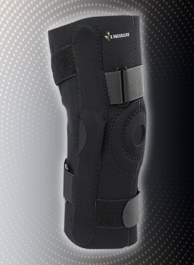 K SQUARIANS Knee Support Hinged Neoprene Open Patella Knee Brace with Adjustable Bi-Directional Straps | Knee Guard for Pain Gym Workout Running Arthritis | Knee Cap for Men & Women | Medium Size Fits 17.2 To 19.6 Inches - Image 2