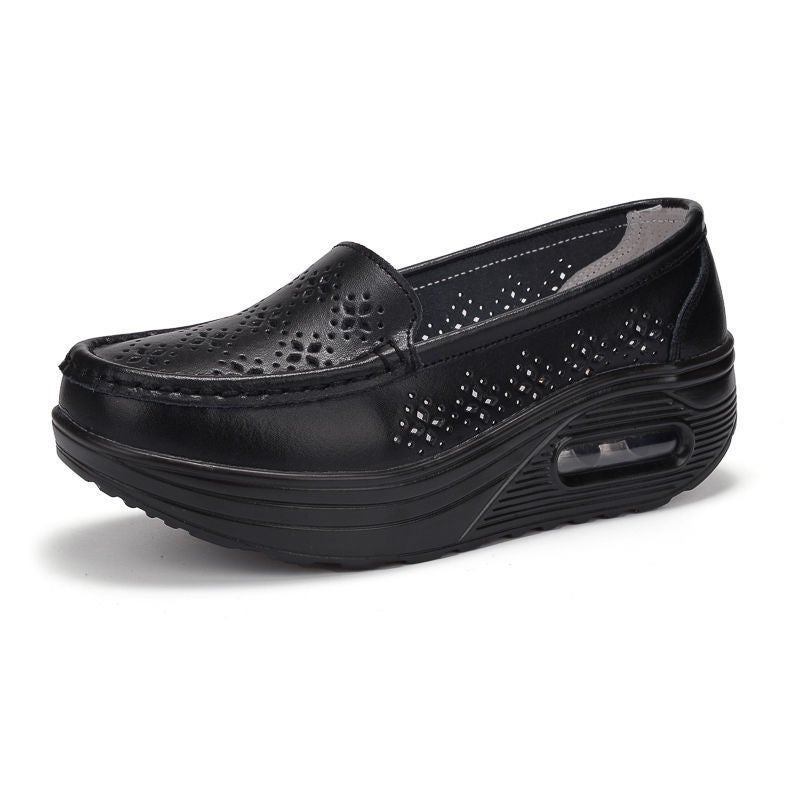 Air-Cushion Nurse Shoes For Women, Soft-Soled, Breathable, Non-Tiring, Genuine Leather, Non-Slip, Anti-Odor, Versatile, Casual, Thick-Soled, Height-Increasing Medical Shoes - Image 1