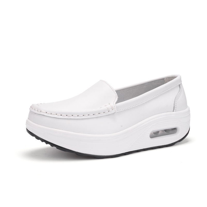 Air-Cushion Nurse Shoes For Women, Soft-Soled, Breathable, Non-Tiring, Genuine Leather, Non-Slip, Anti-Odor, Versatile, Casual, Thick-Soled, Height-Increasing Medical Shoes - Image 2