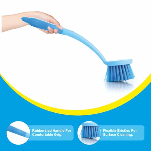 Homeor Dish & Kitchen Sink Brush with Comfortable Grip & Flexible Bristles, Tough Bristles for Stubborn Stains, Bathroom Tiles Cleaning Brush, 1 Piece, Blue - Image 5