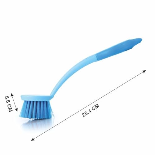 Homeor Dish & Kitchen Sink Brush with Comfortable Grip & Flexible Bristles, Tough Bristles for Stubborn Stains, Bathroom Tiles Cleaning Brush, 1 Piece, Blue - Image 3