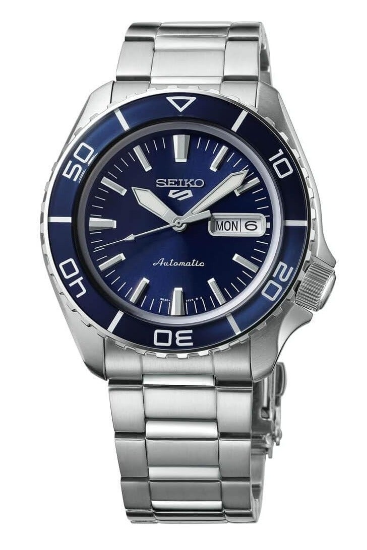 Seiko ساعة سيكو 5 سبورت SRPK97 الأوتوماتيكية – قرص شمس أزرق، ستانلس ستيل، 42.5 مم، ساعة للرجال - Image 1
