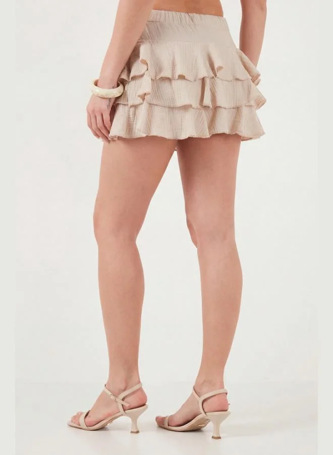 Lela  Lela Cotton Regular Fit Ruffled Mini Muslin Short Skirt Women's SKIRT 5866662 for Women | Best Price UAE