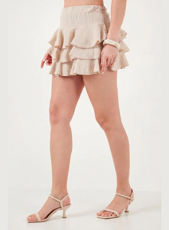 Lela  Lela Cotton Regular Fit Ruffled Mini Muslin Short Skirt Women's SKIRT 5866662 for Women | Best Price UAE