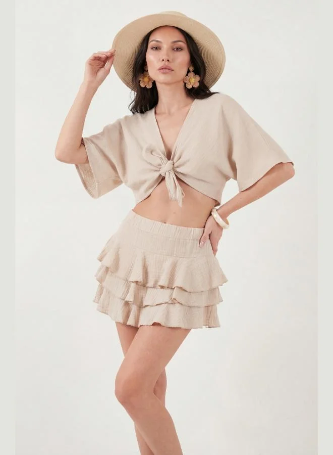 Lela  Lela Cotton Regular Fit Ruffled Mini Muslin Short Skirt Women's SKIRT 5866662 for Women | Best Price UAE