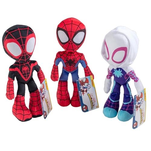 Jazwares Marvel Spidey His Amazing Friends 8 Plush 3Pack Set SpiderMan Miles Morales Gwen Stacy Ghost Officially Licensed Stuffed Animal Toy Figures SpiderVerse Gift for Kids Boys Girls - Image 1