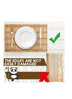 Excefore Natural Bamboo Placemats, 8 Pcs Placemats Anti Slip and Heat Resistant Table Mat, Rustic Style Mat for Dining Kitchen Protection, Washable, for Kitchen, Dinning Room, Table Protection  - Image 5