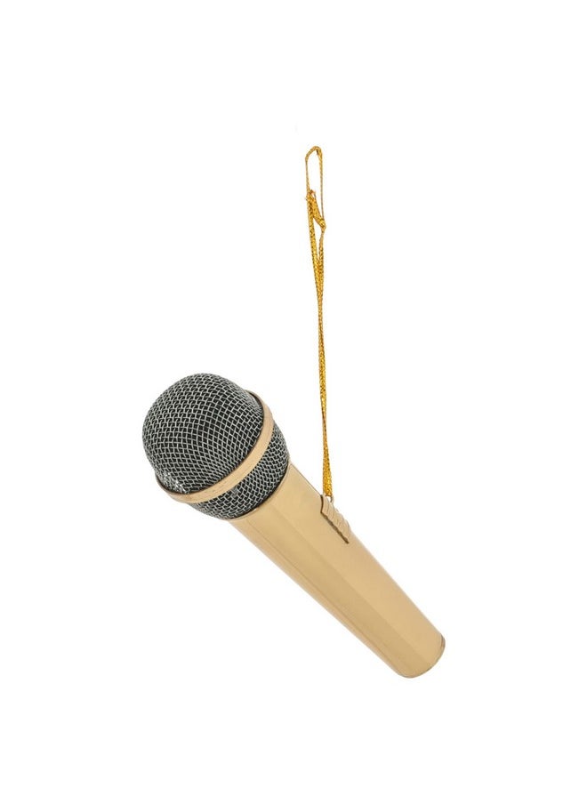 Broadway Gifts Broadway Gifts Co Polished Gold Tone Microphone - 3" Brass Hanging Ornament - Microphone Ornament - Gifts for Musicians & Singers  - Image 2