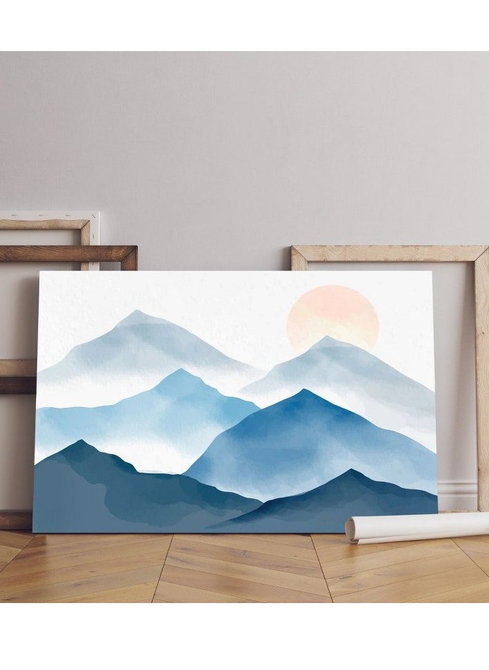 Home Gallery home gallery Blue watercolor mountains Printed Canvas wall art  - Image 1
