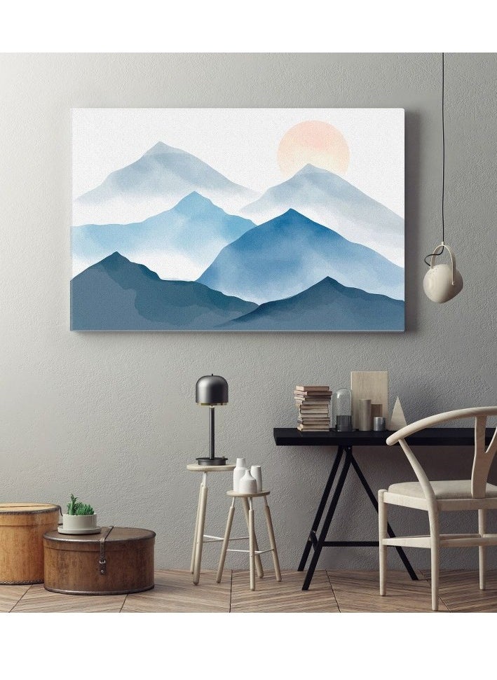 Home Gallery home gallery Blue watercolor mountains Printed Canvas wall art  - Image 2
