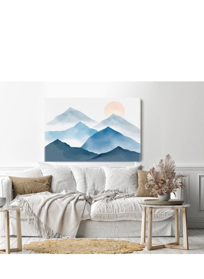 Home Gallery home gallery Blue watercolor mountains Printed Canvas wall art  - Image 3