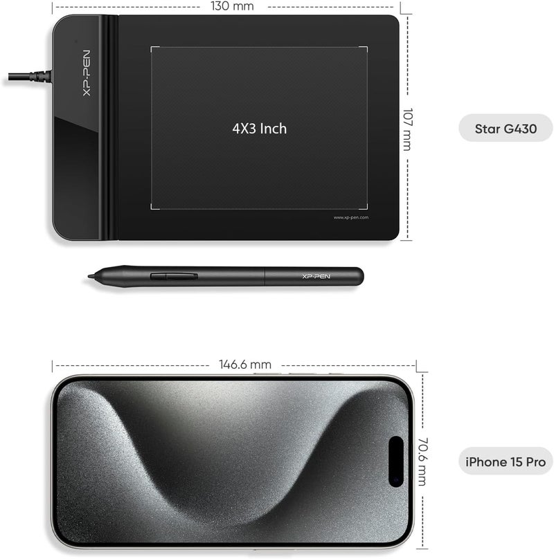 XPPen Drawing Tablet G430S OSU, Graphic Drawing Tablet with 8192 Levels Pressure Battery-Free Stylus, 4 x 3 inch Ultrathin, for OSU Game, Online Teaching Compatible with Window/Mac Black - Image 2