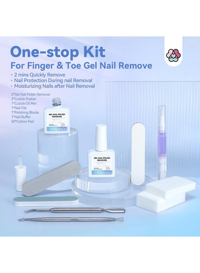 سافي لاند مجموعة مزيل طلاء الأظافر الجل السريع والسهل من سافيلاند في دقيقتين: قطعتان من مزيل طلاء الأظافر الجل الغني بزيت الخروع وفيتامين هـ، مع قلم زيت البشرة، أدوات أظافر لإزالة طلاء الأظافر الجل للاستخدام في الصالون المنزلي - Image 2