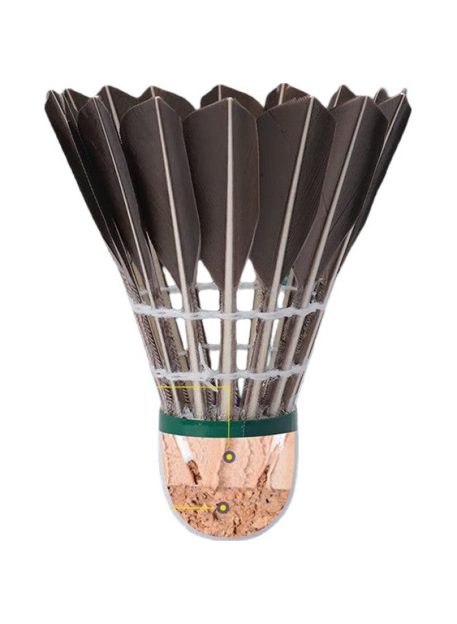 yodiman Youdiman 12-Pack Badminton Shuttlecocks, Black Goose Feather, For Competition And Training - Image 3