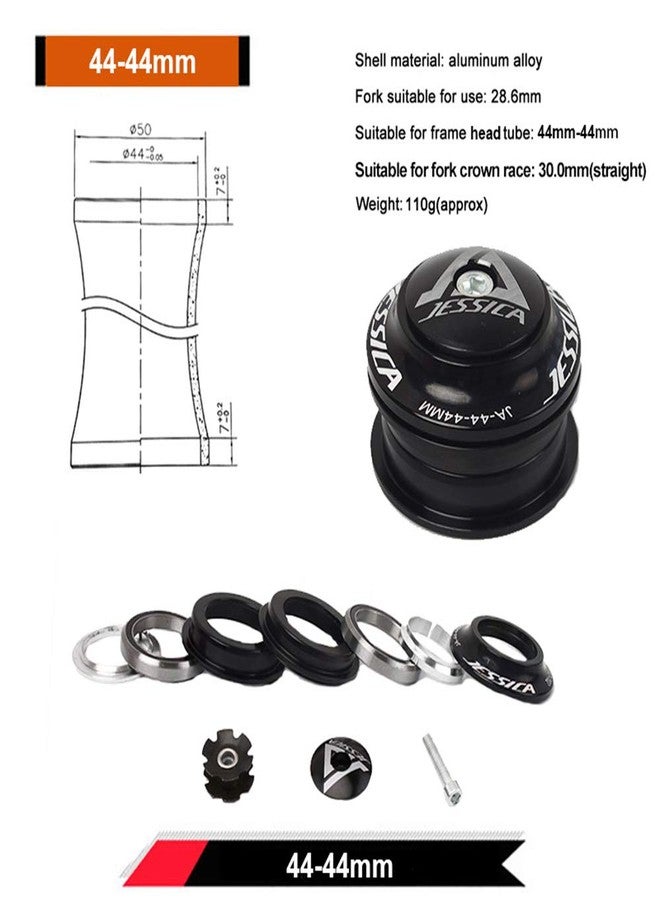 Jessica ãâ‚¬ÂUS Stockãâ‚¬â€˜ 34/44/44-55/44-56mm 1-1/8 Threadless Double Sealed MTB Bearings Lightweight Headset, fit Mountain Bike Road Bicycle Straight Tapered Tube Frame Fork Star Nut Top Cap - Image 2