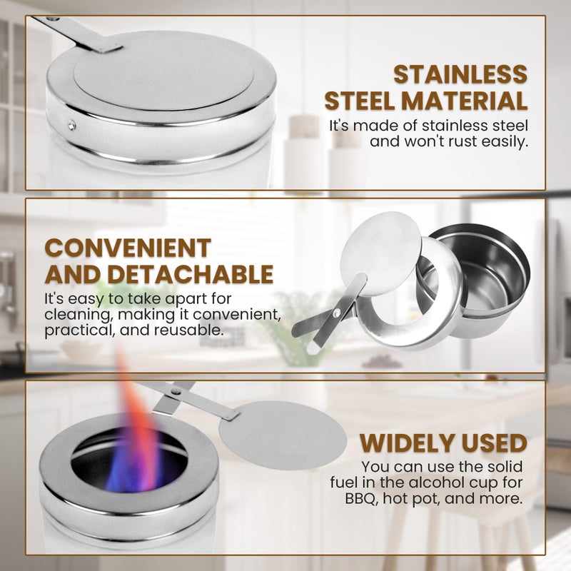 CHEFQ Stainless Steel Chafing Wick Fuel Holders with Safety Cover - Chafer Canned Heat Fuel Box Perfect for Buffets, Barbecue and Catering Events (Silver-2Pack) - Image 4