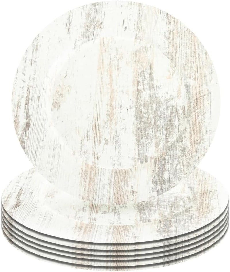 Koyal Wholesale Shabby White Faux Wood Charger Plates 4Pack - Image 1