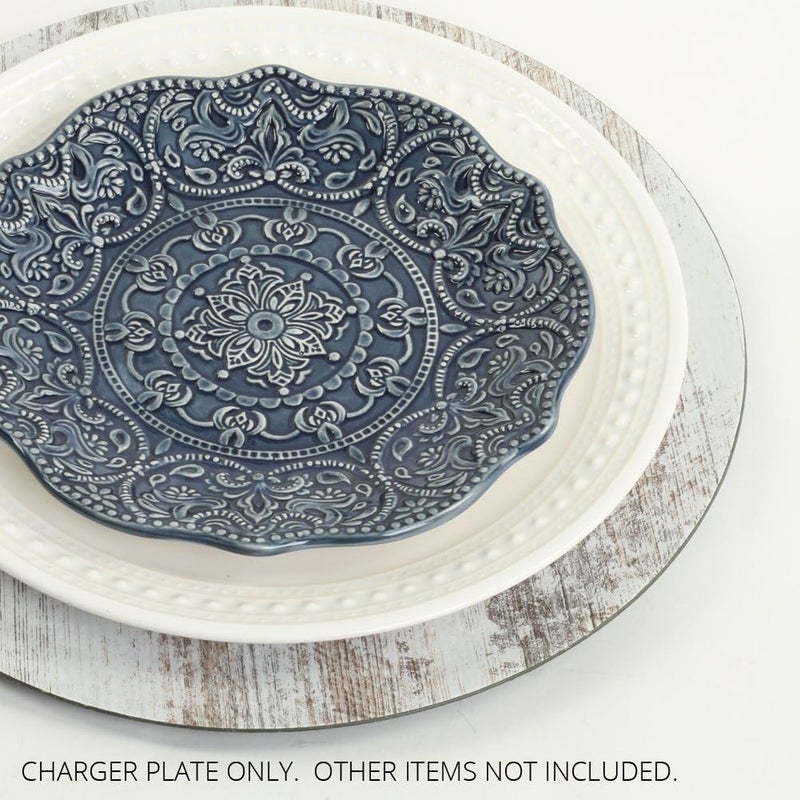 Koyal Wholesale Shabby White Faux Wood Charger Plates 4Pack - Image 5