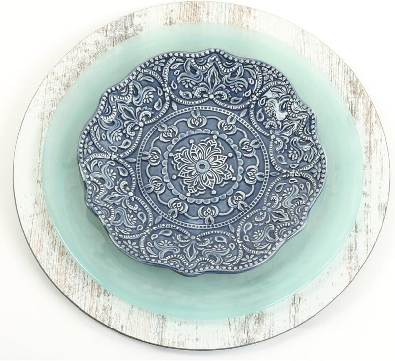 Koyal Wholesale Shabby White Faux Wood Charger Plates 4Pack - Image 2