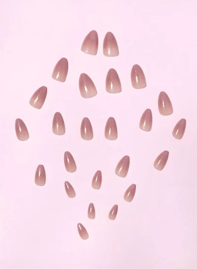 kaixin Press on Nails Almond Shape Nude Fake Nails Gradient Acrylic Full Cover False Nails for Women and Girls 24-Piece - Image 3