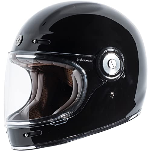 TORC T1 UnisexAdult Retro FullfaceHelmetStyle Motorcycle Gloss Black Medium