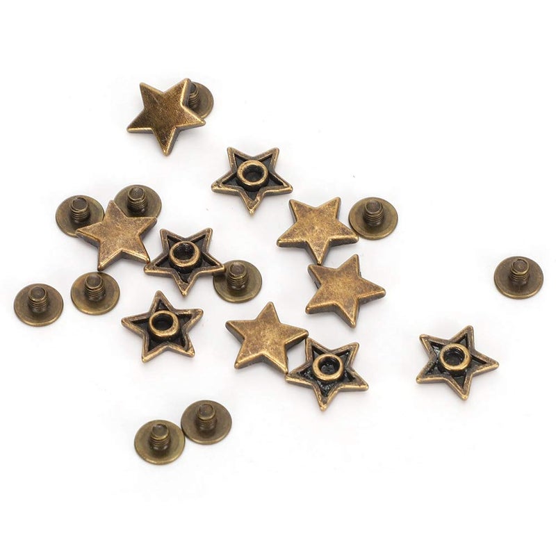 Bronze Star Shape Rivet Set 50 Sets 12MM Flat Screw Clothes Accessory Anti Zinc Alloy - Image 3