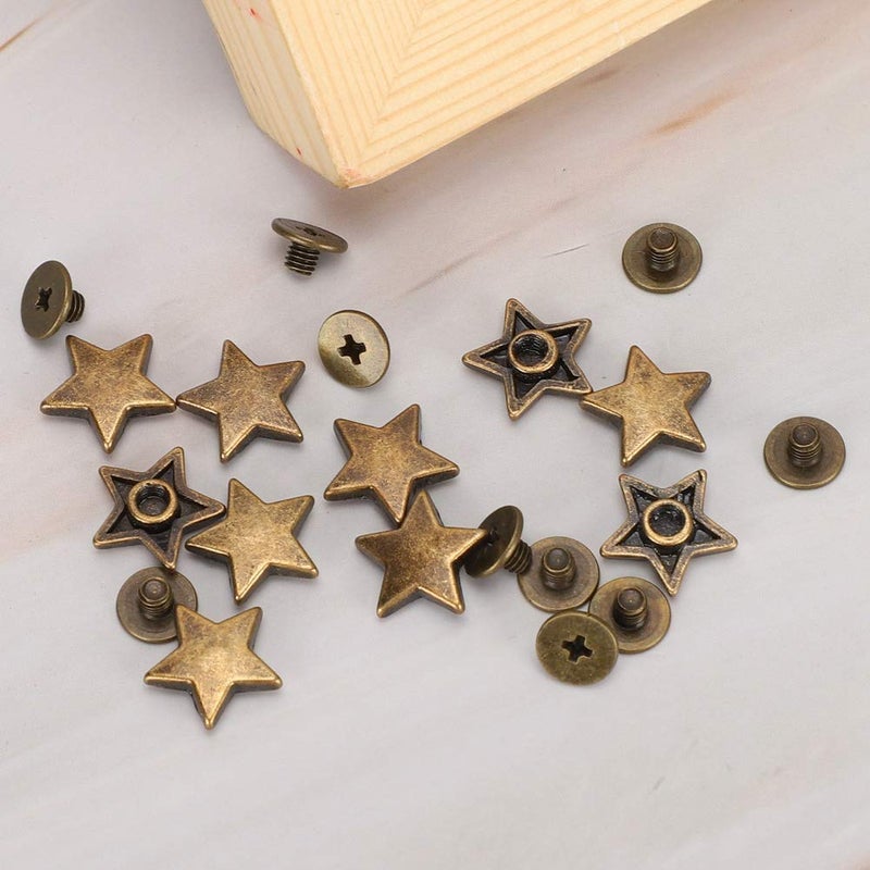 Bronze Star Shape Rivet Set 50 Sets 12MM Flat Screw Clothes Accessory Anti Zinc Alloy - Image 1