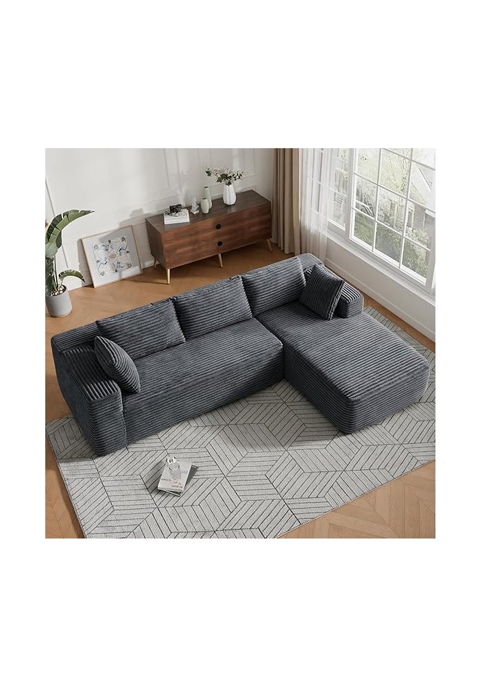 Aroma Homes Kokkins Furniture Modular Sofa with Chaise Lounge - Modern L-Shape Comfy Flannel Couch (Grey, Left Chaise) - Image 1