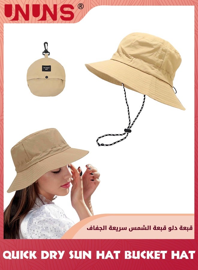 UNUNS Universal Sun Hat For Men Women,Unisex Waterproof Bucket Hat,Quick Dry Packable Boonie Hat,Wide Brim Boonie Hat,UV Protection Summer Sun Hat For Fishing Hiking Camping Trip Garden Beach,Khaki - Image 1