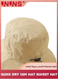 UNUNS Universal Sun Hat For Men Women,Unisex Waterproof Bucket Hat,Quick Dry Packable Boonie Hat,Wide Brim Boonie Hat,UV Protection Summer Sun Hat For Fishing Hiking Camping Trip Garden Beach,Khaki  - Image 2
