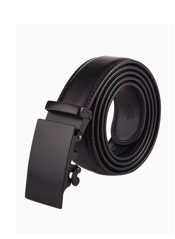 Genuine Leather Belt With Automatic Locking Buckle Black