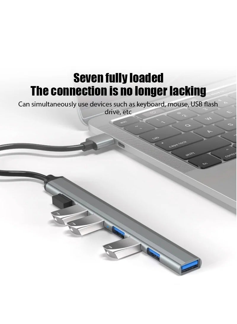 7 منافذ USB USB HUB لجهاز MacBook Pro/Air، محرك فلاش USB، لوحة المفاتيح، الماوس والمزيد من سبائك الألومنيوم - Image 2