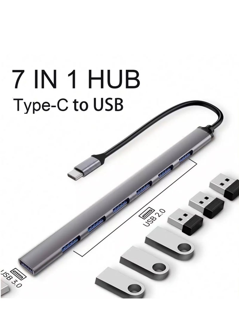 7 منافذ USB USB HUB لجهاز MacBook Pro/Air، محرك فلاش USB، لوحة المفاتيح، الماوس والمزيد من سبائك الألومنيوم - Image 3