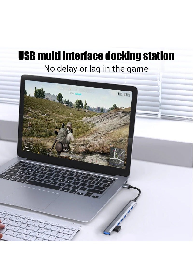 7 منافذ USB USB HUB لجهاز MacBook Pro/Air، محرك فلاش USB، لوحة المفاتيح، الماوس والمزيد من سبائك الألومنيوم - Image 4