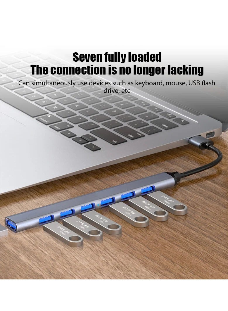 7 منافذ USB USB HUB لجهاز MacBook Pro/Air، محرك فلاش USB، لوحة المفاتيح، الماوس والمزيد من سبائك الألومنيوم - Image 5