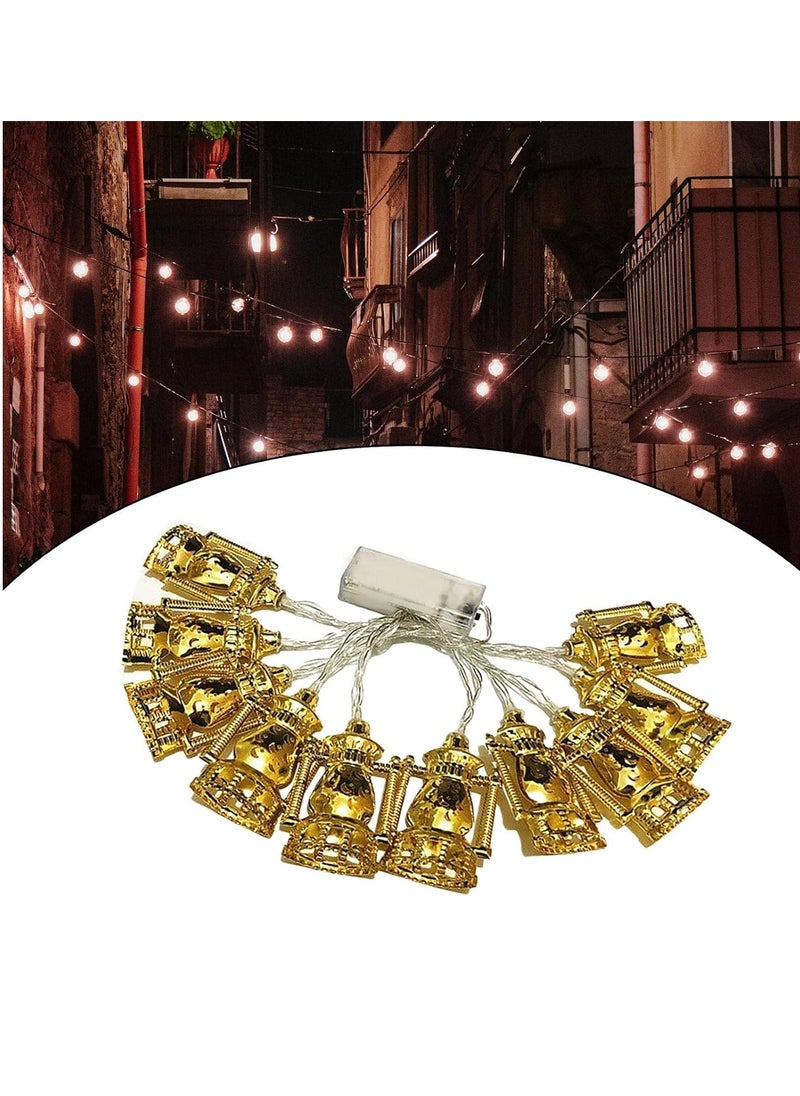 Home Care 10LED Ramadan Kerosene Lamp String Lights, Battery Operated, Mosque Star and Moon Design, Non-Waterproof, Cord Included, for Eid Mubarak  - Image 1