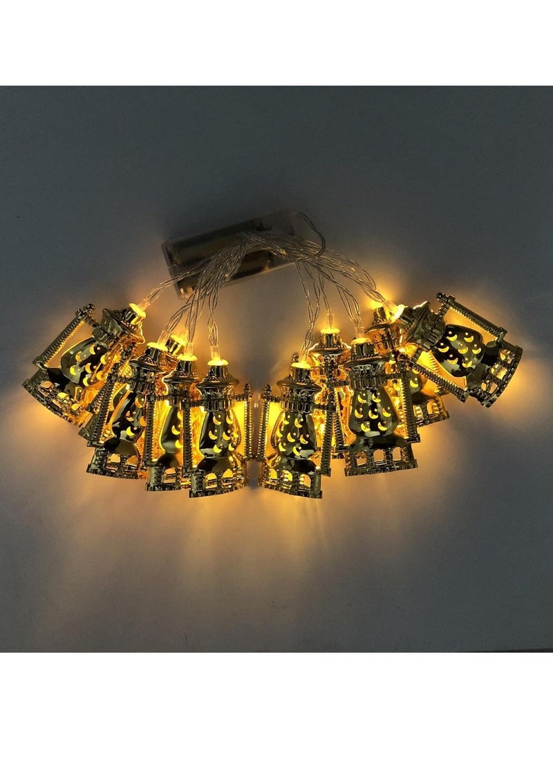 Home Care 10LED Ramadan Kerosene Lamp String Lights, Battery Operated, Mosque Star and Moon Design, Non-Waterproof, Cord Included, for Eid Mubarak  - Image 2