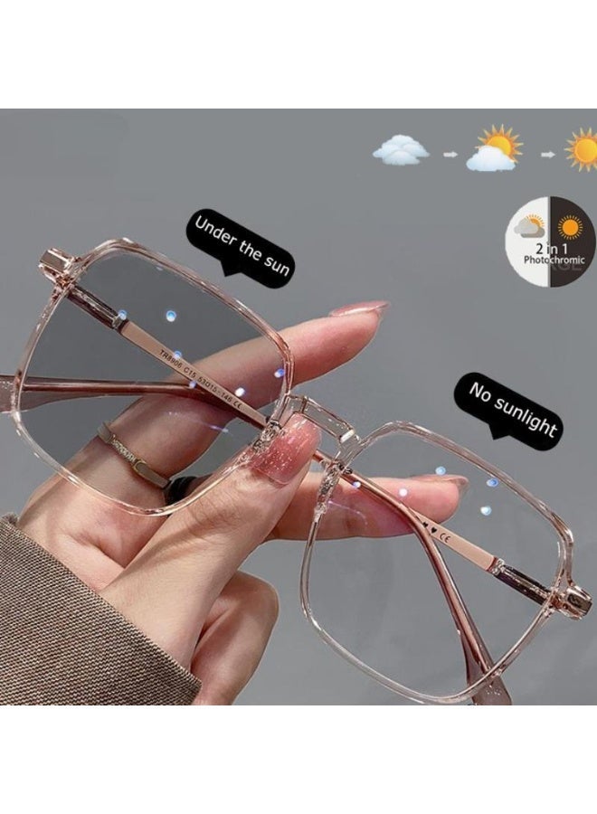 Unisex Square Photochromic Blue Light Blocking Glasses with UV Protection - Image 4